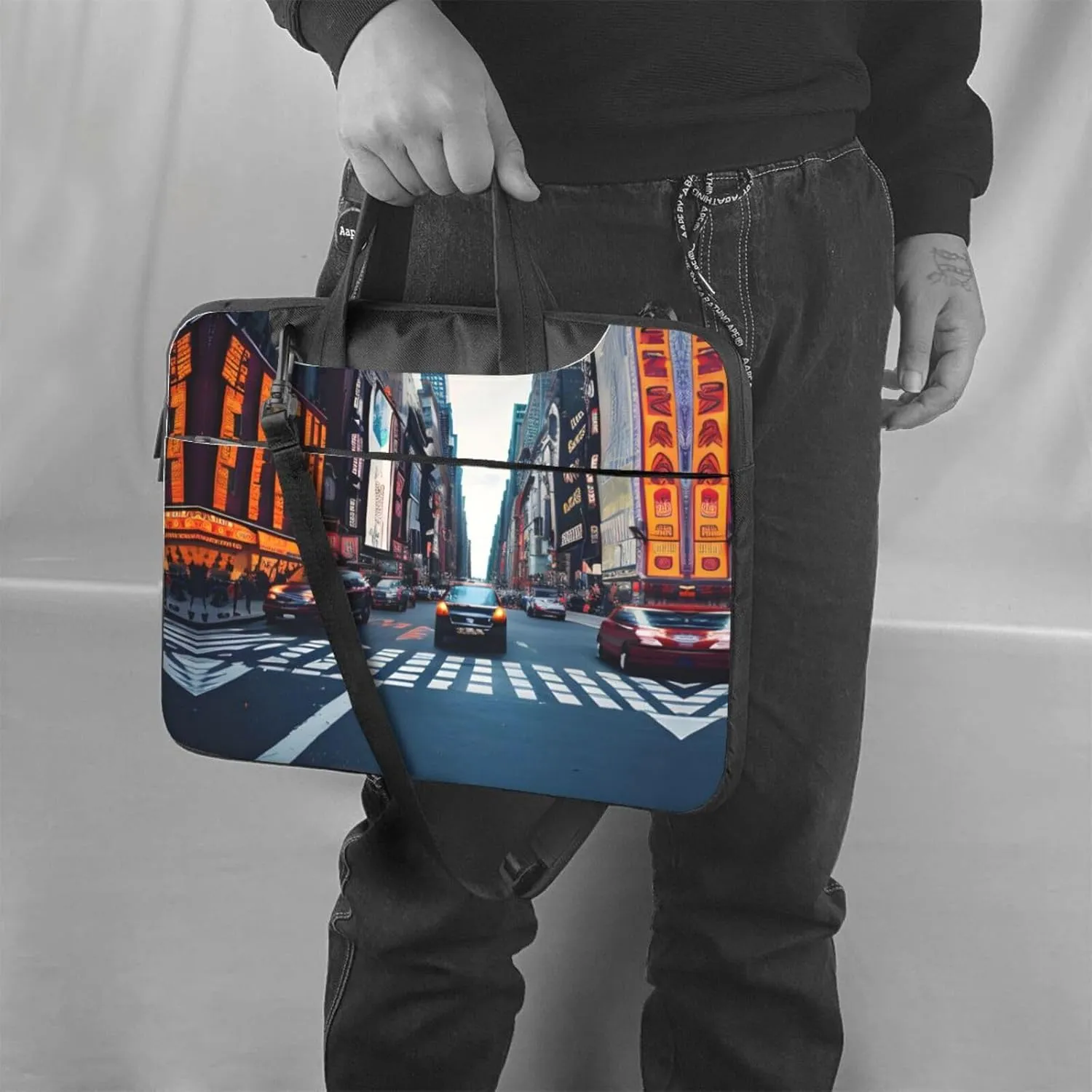 Smokey Mountain Cliff Print Notebook Computer Protective Carrying Cover With Pocket,13 Inch Laptop Shoulder Bag