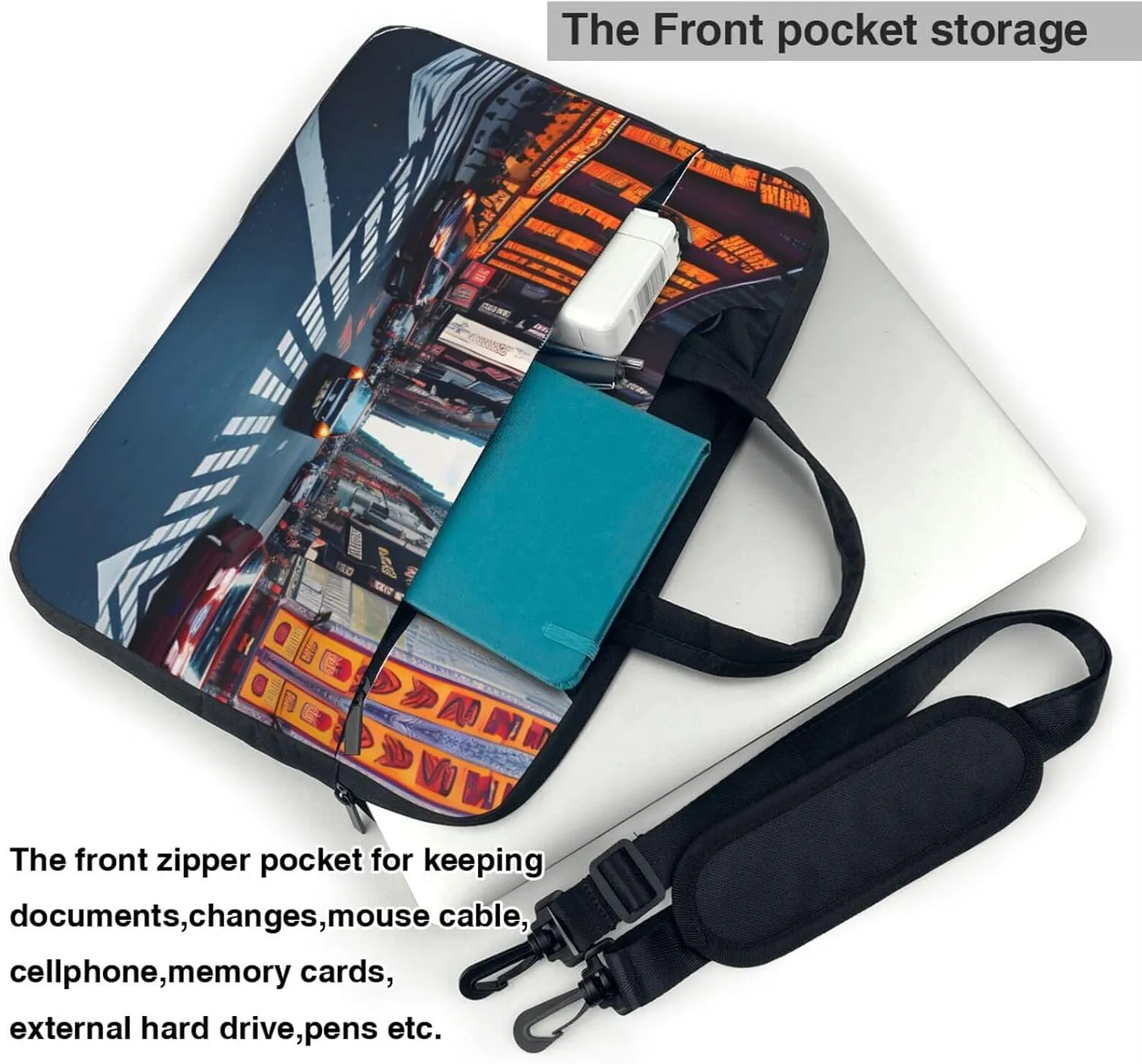 Smokey Mountain Cliff Print Notebook Computer Protective Carrying Cover With Pocket,13 Inch Laptop Shoulder Bag