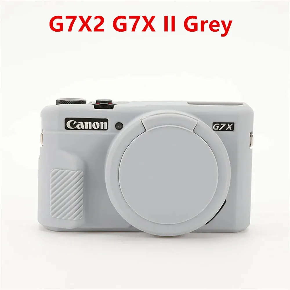 Soft Silicone Rubber Armor Camera Body Case For Canon G7X Mark II III G7XII G7X2 G7XIII G7X3 Shockproof Cover With Lens Cap