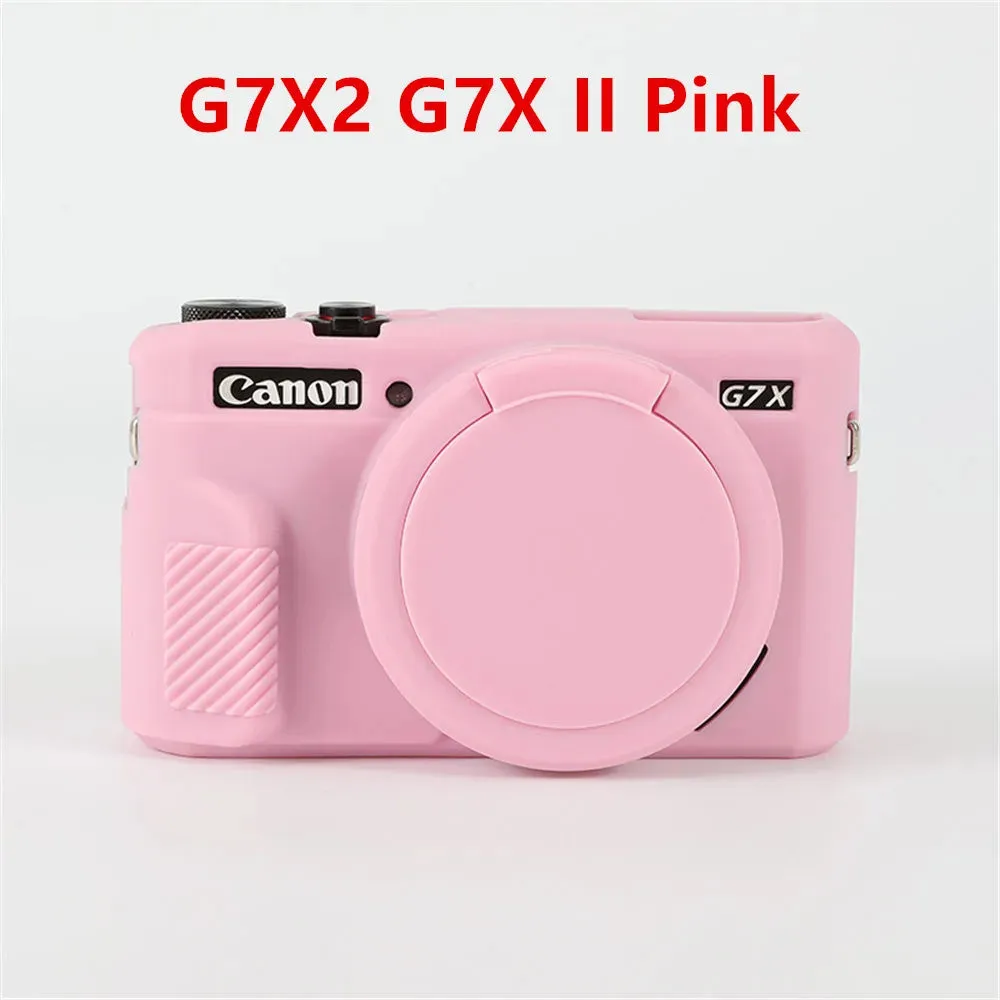 Soft Silicone Rubber Armor Camera Body Case For Canon G7X Mark II III G7XII G7X2 G7XIII G7X3 Shockproof Cover With Lens Cap