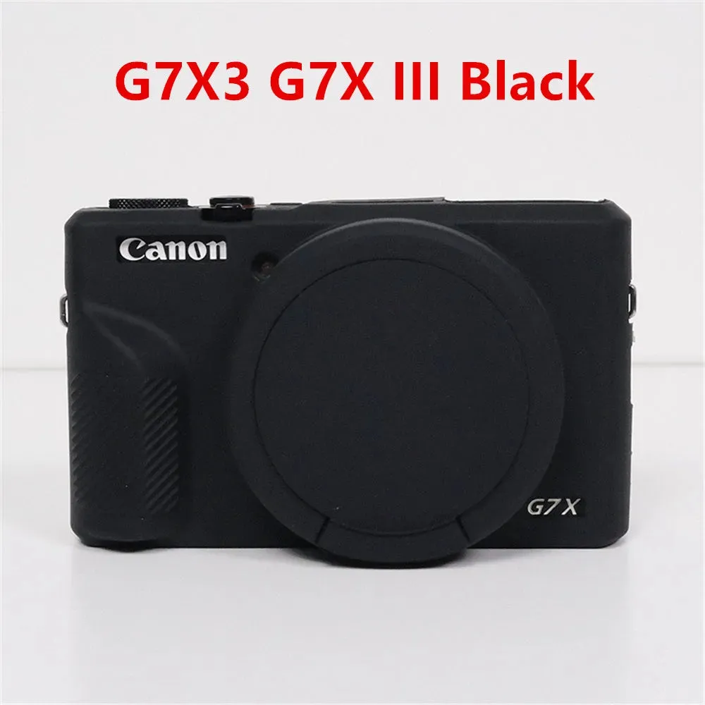 Soft Silicone Rubber Armor Camera Body Case For Canon G7X Mark II III G7XII G7X2 G7XIII G7X3 Shockproof Cover With Lens Cap