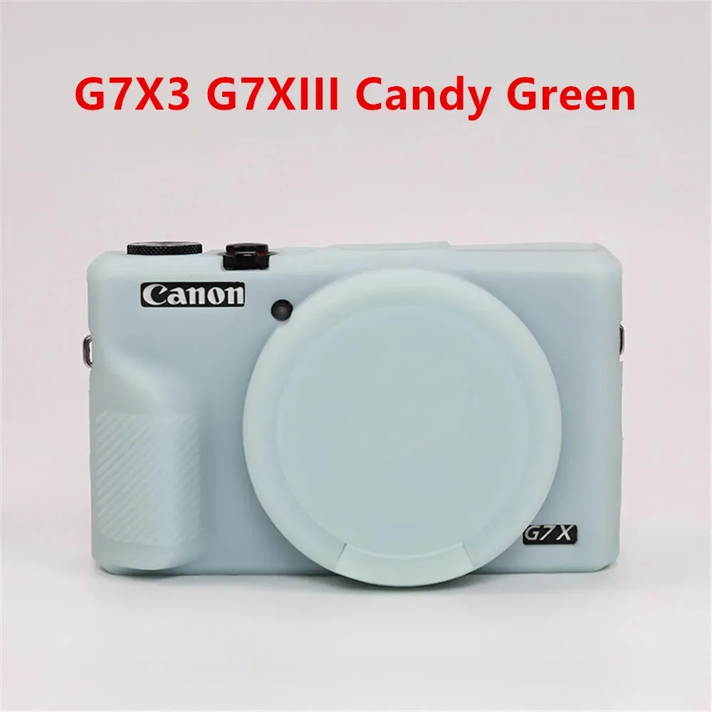Soft Silicone Rubber Armor Camera Body Case For Canon G7X Mark II III G7XII G7X2 G7XIII G7X3 Shockproof Cover With Lens Cap