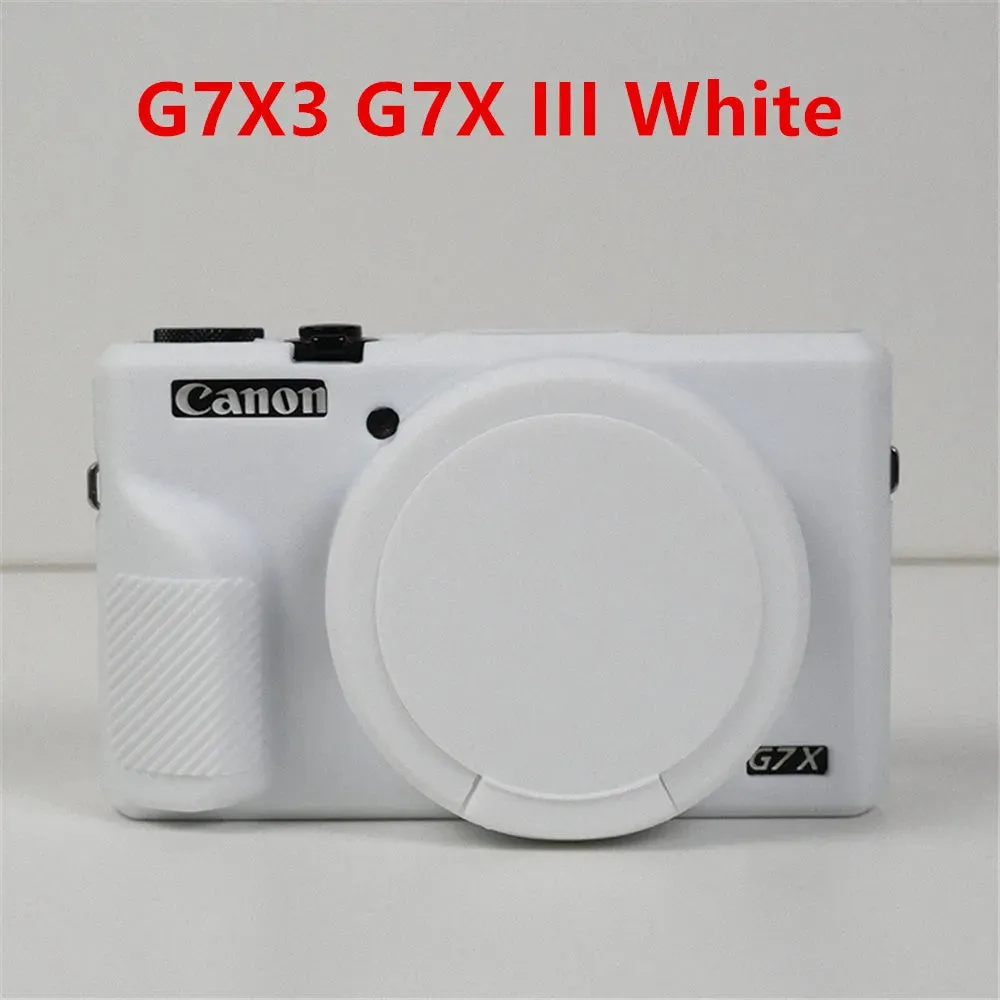 Soft Silicone Rubber Armor Camera Body Case For Canon G7X Mark II III G7XII G7X2 G7XIII G7X3 Shockproof Cover With Lens Cap