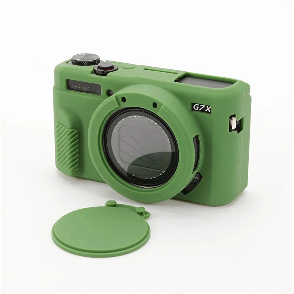 Soft Silicone Rubber Armor Camera Body Case For Canon G7X Mark II III G7XII G7X2 G7XIII G7X3 Shockproof Cover With Lens Cap