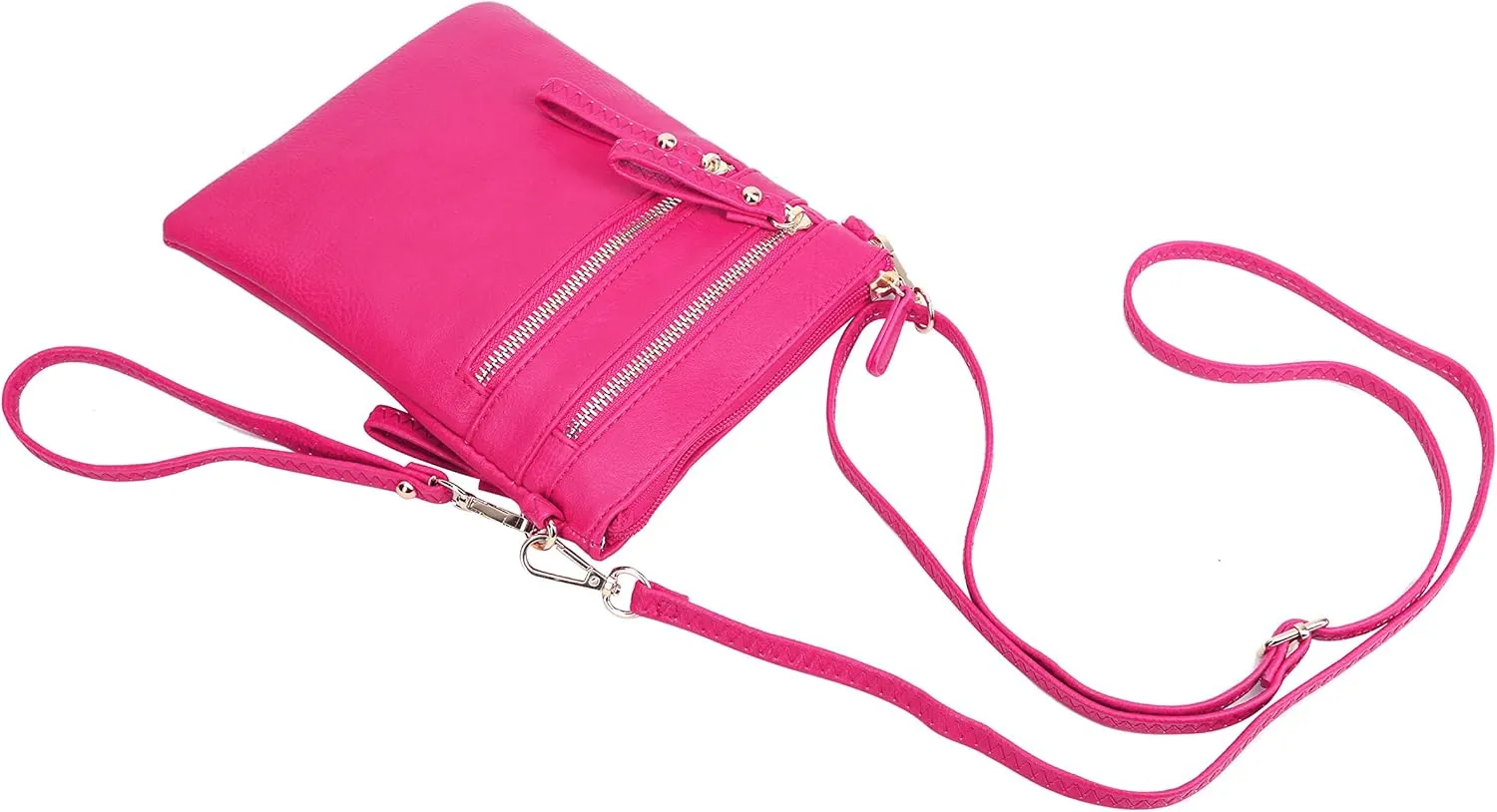 Solene Small Crossbody Bag for Women, Multi Zip Pockets with Detachable Wristlet, Lightweight Travel Purse, Cell Phone Pouch