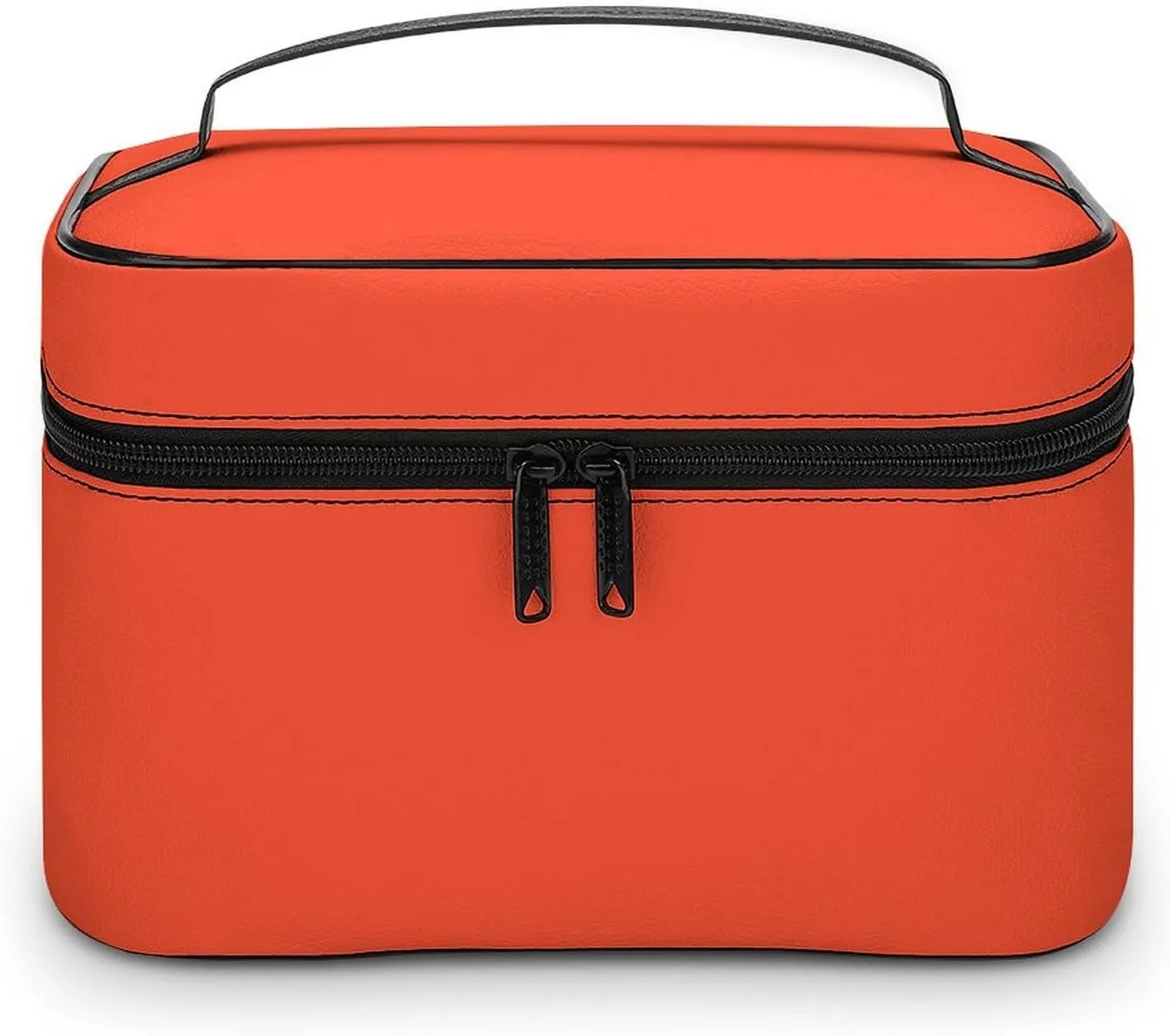 Solid Bright Red Orange Makeup Bag, Portable Travel Cosmetic Case Zipper Toiletry Bag for Women Girls