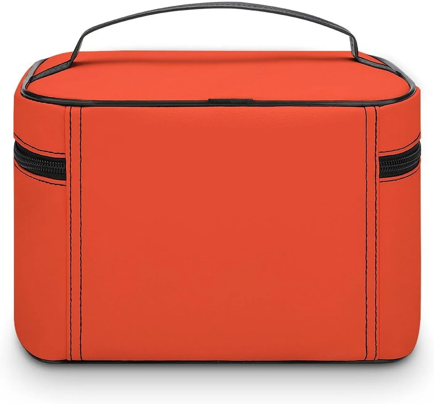 Solid Bright Red Orange Makeup Bag, Portable Travel Cosmetic Case Zipper Toiletry Bag for Women Girls