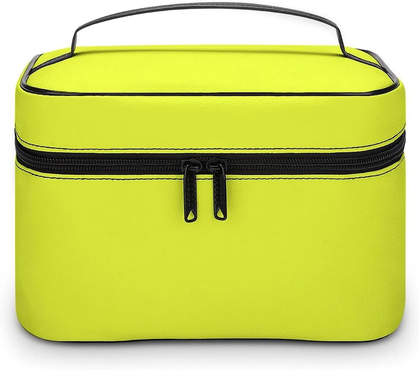 Solid Bright Sweet Lemon Yellow Makeup Bag, Portable Travel Cosmetic Case Zipper Toiletry Bag for Women Girls