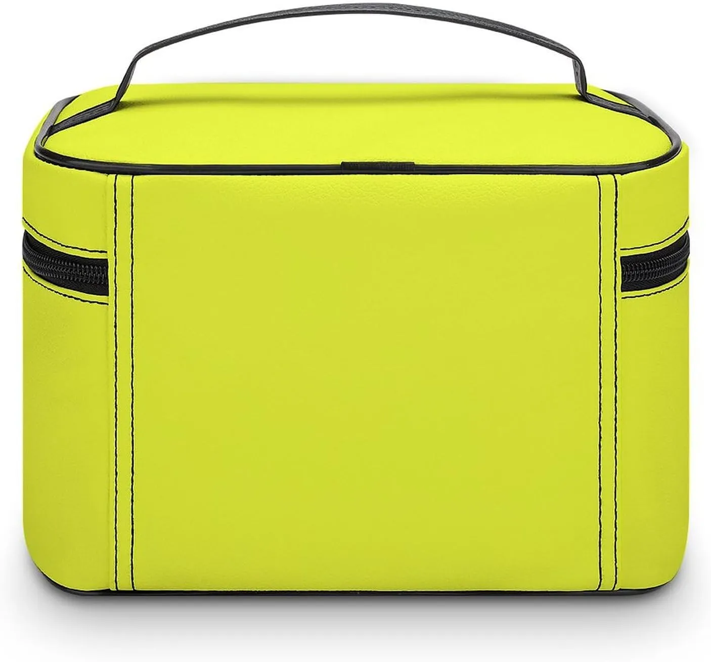 Solid Bright Sweet Lemon Yellow Makeup Bag, Portable Travel Cosmetic Case Zipper Toiletry Bag for Women Girls