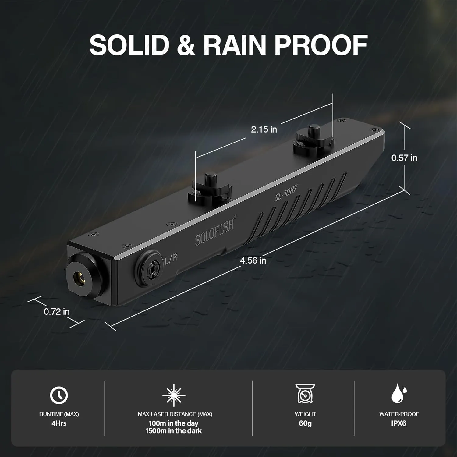 SOLOFISH Green/Blue/Red Laser Sight is Compatible with MLok Rail, Low Profile Tactical Rifle Laser Sight, Rechargeable (Laser Output <5mW, Class IIIA)