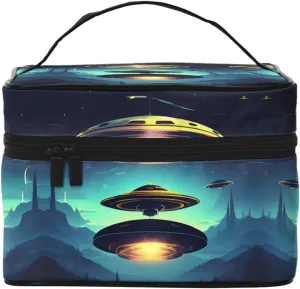 Spacecraft descend Large cosmetic bag for women, portable large capacity cosmetic bag, travel cosmetic bag storage bag for girls