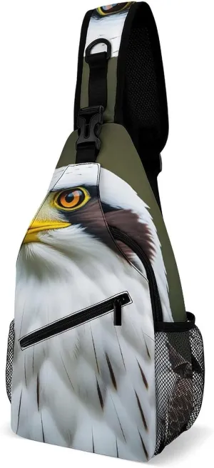 Spear Falcon White Eagle Crossbody Sling Bag for Women Men Sling Backpack Travel Chest Bag Pack Man Purse Shoulder Bags Daypack for Travel Hiking Cycling