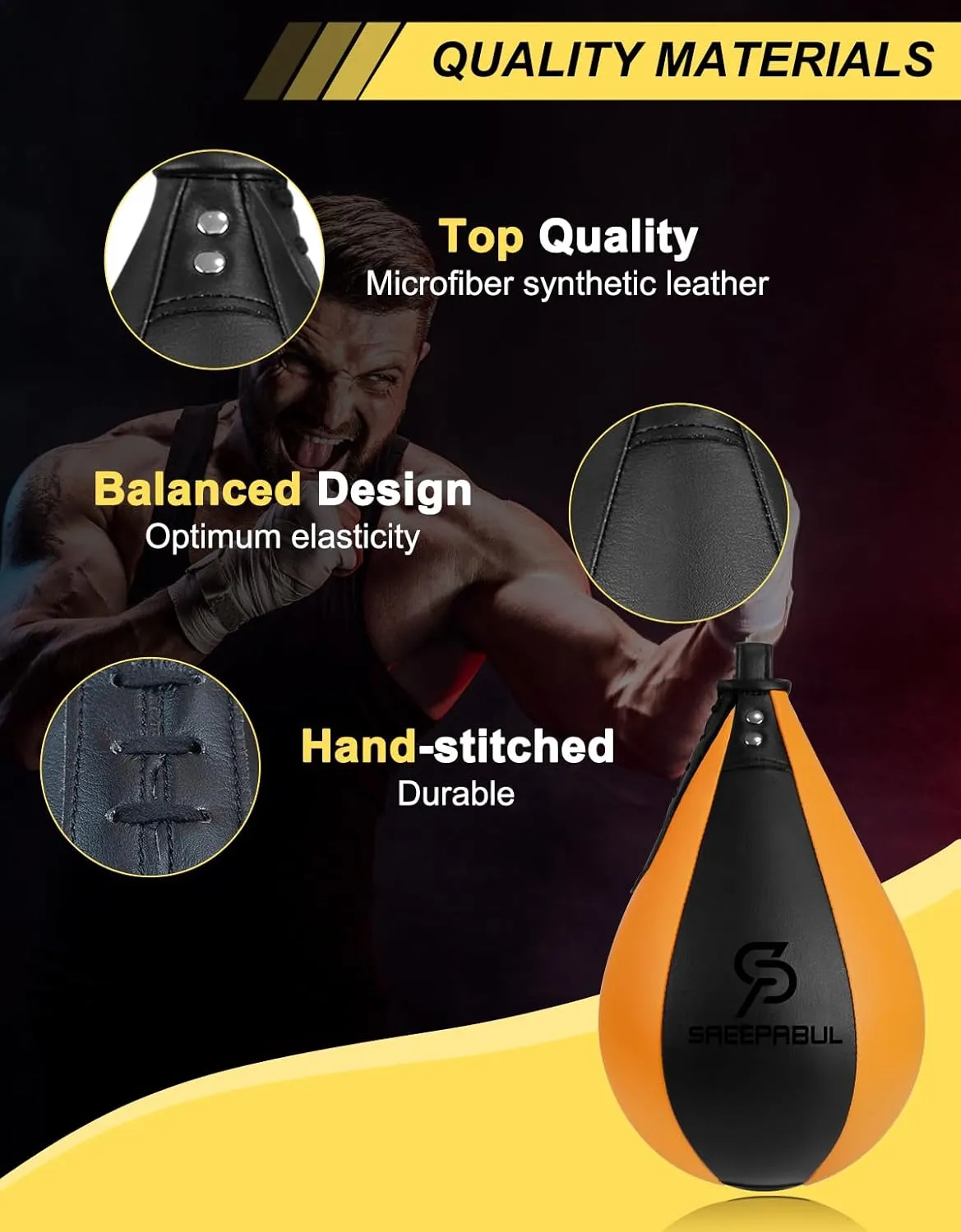 Speed Bag,Speed Bag for Boxing,PU Leather Reflex Training Pear Shaped Punching Bag,Fast Reaction Skills Development Perfect for Kids Teens Adults Boxing Coaches