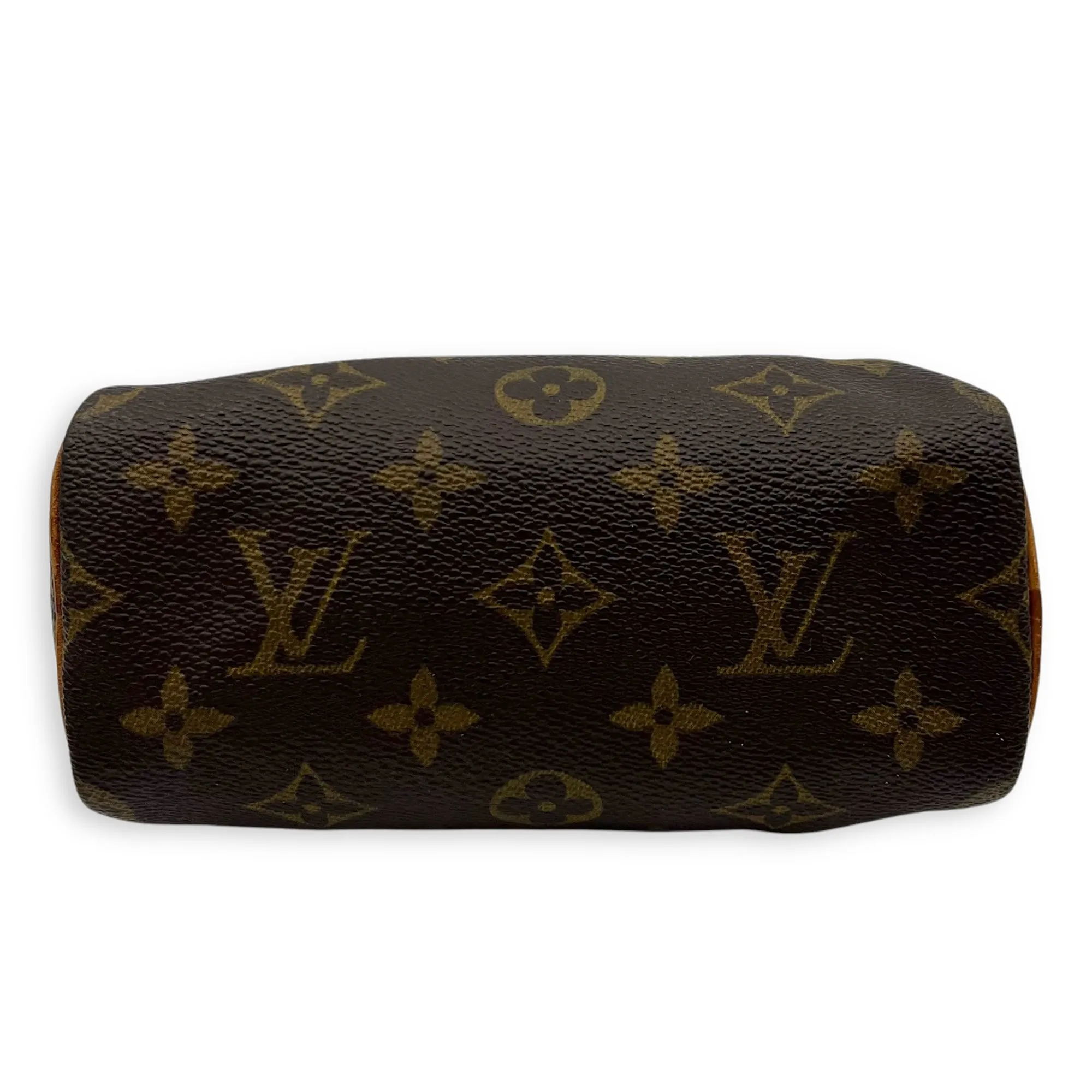 Speedy Crossbody Bag Nano Brown in Monogram Coated Canvas, Gold hardware