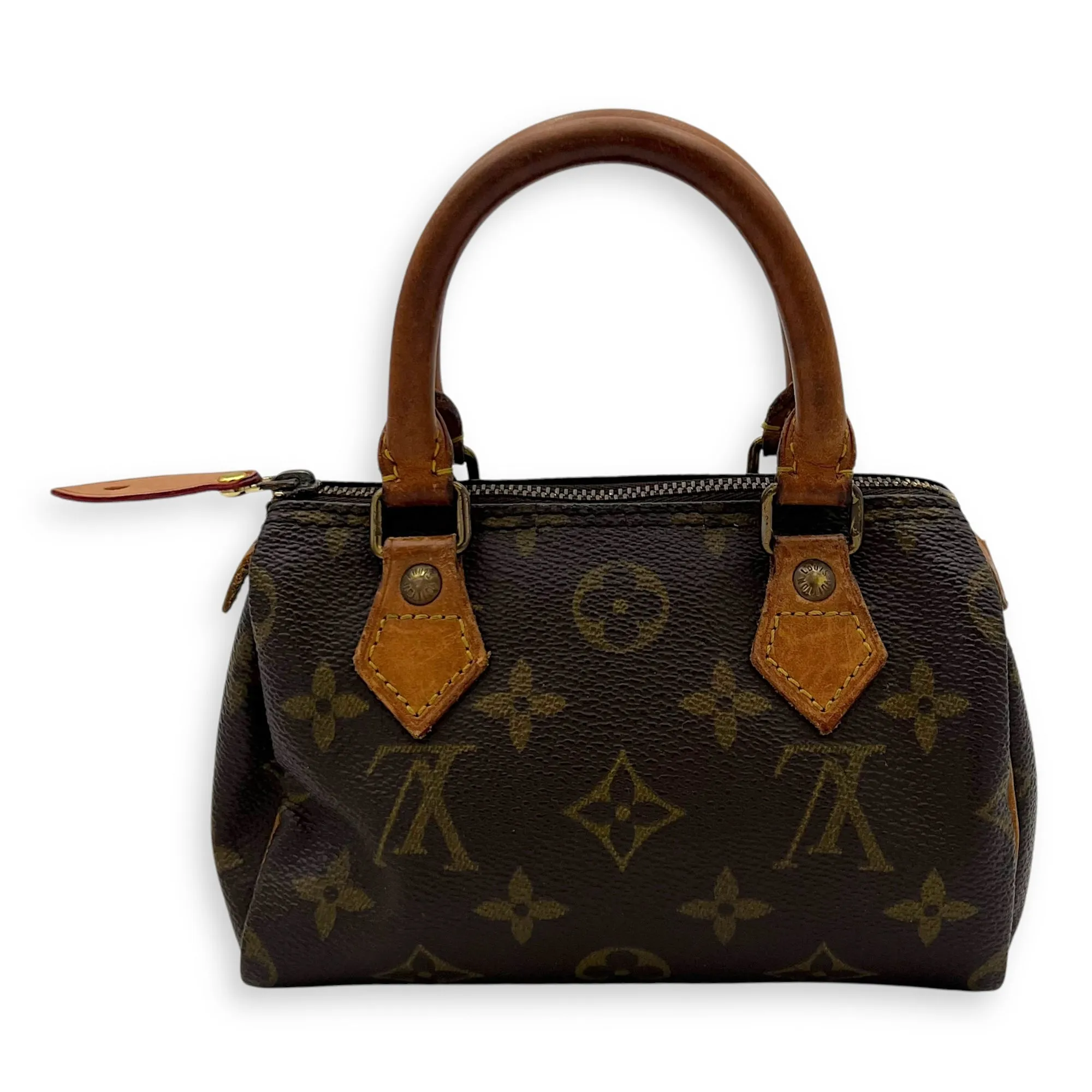 Speedy Crossbody Bag Nano Brown in Monogram Coated Canvas, Gold hardware