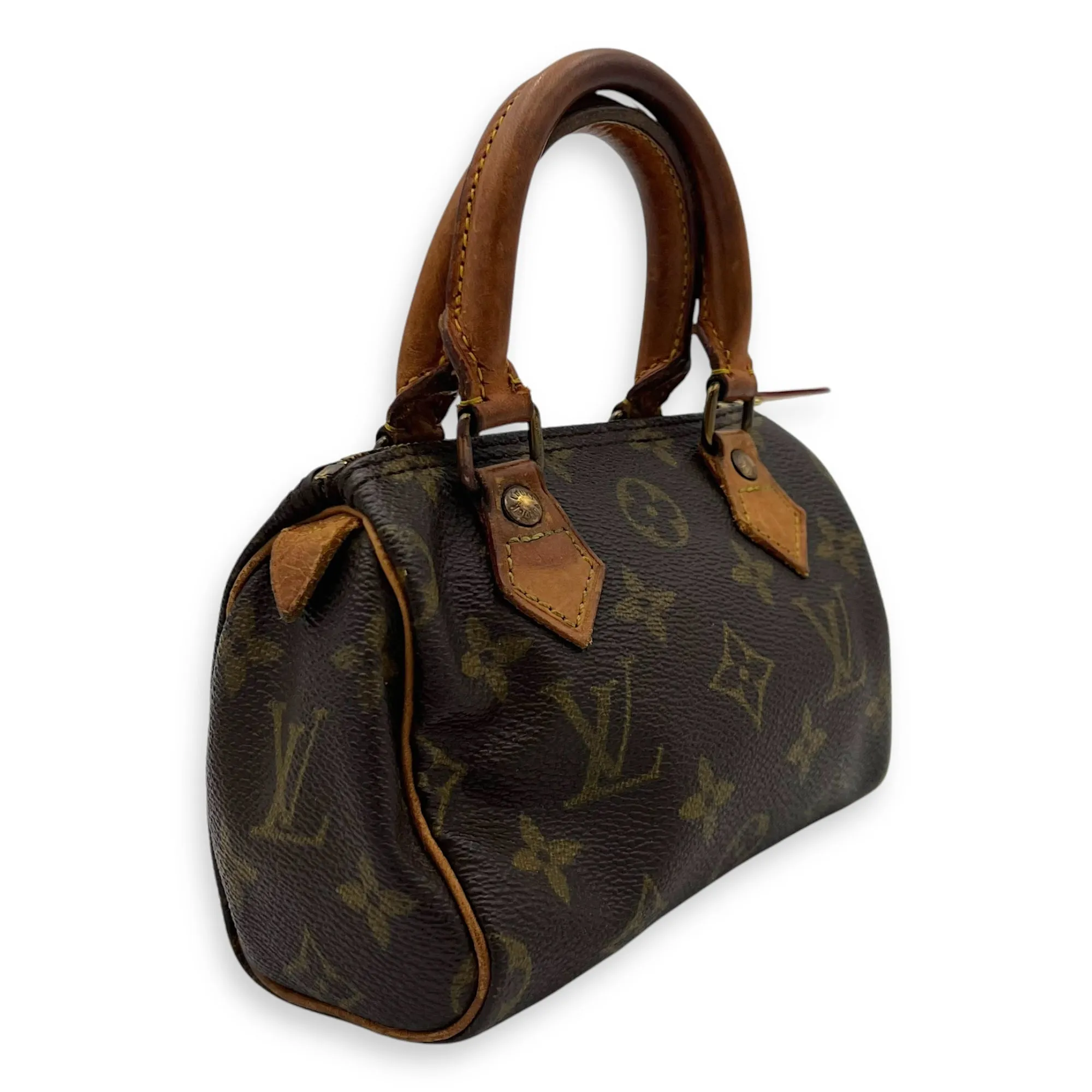 Speedy Crossbody Bag Nano Brown in Monogram Coated Canvas, Gold hardware