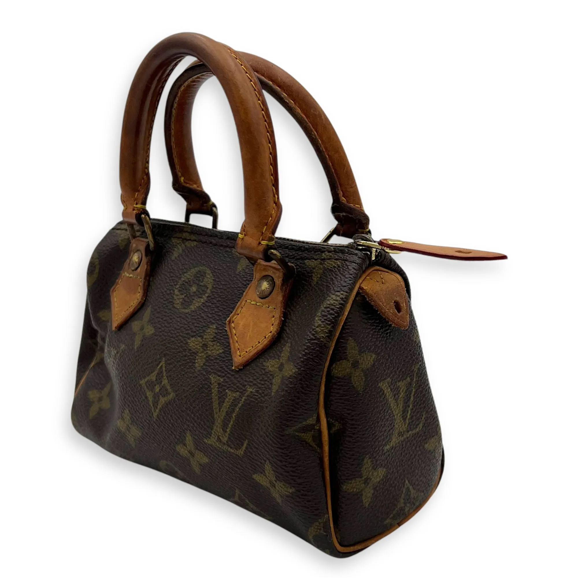 Speedy Crossbody Bag Nano Brown in Monogram Coated Canvas, Gold hardware