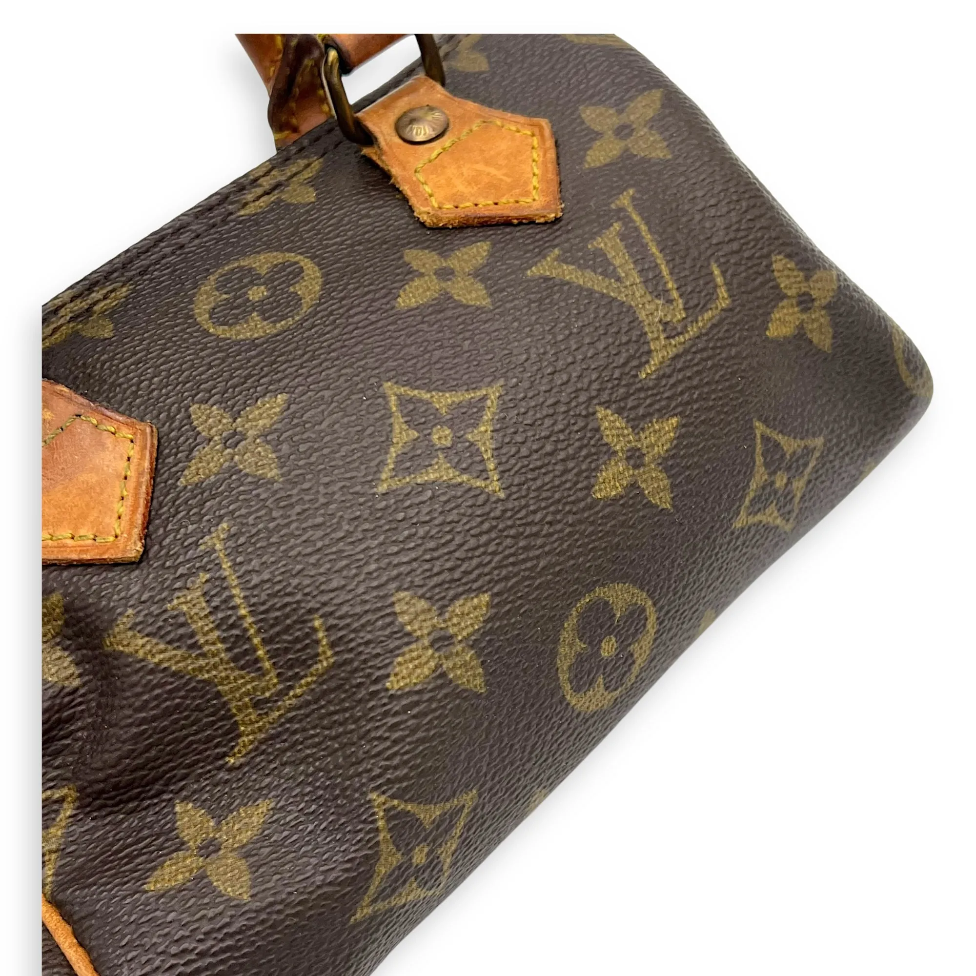 Speedy Crossbody Bag Nano Brown in Monogram Coated Canvas, Gold hardware