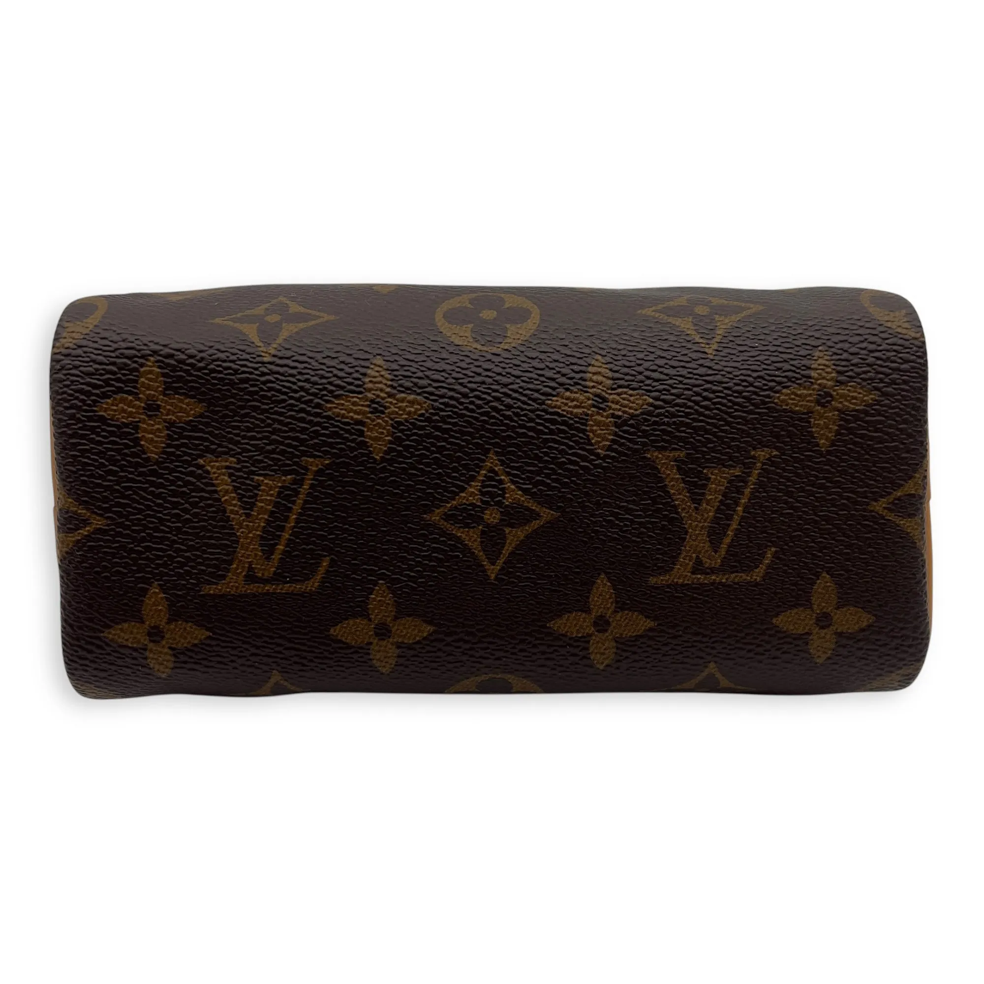 Speedy Crossbody Bag Nano Brown in Monogram Coated Canvas, Gold hardware