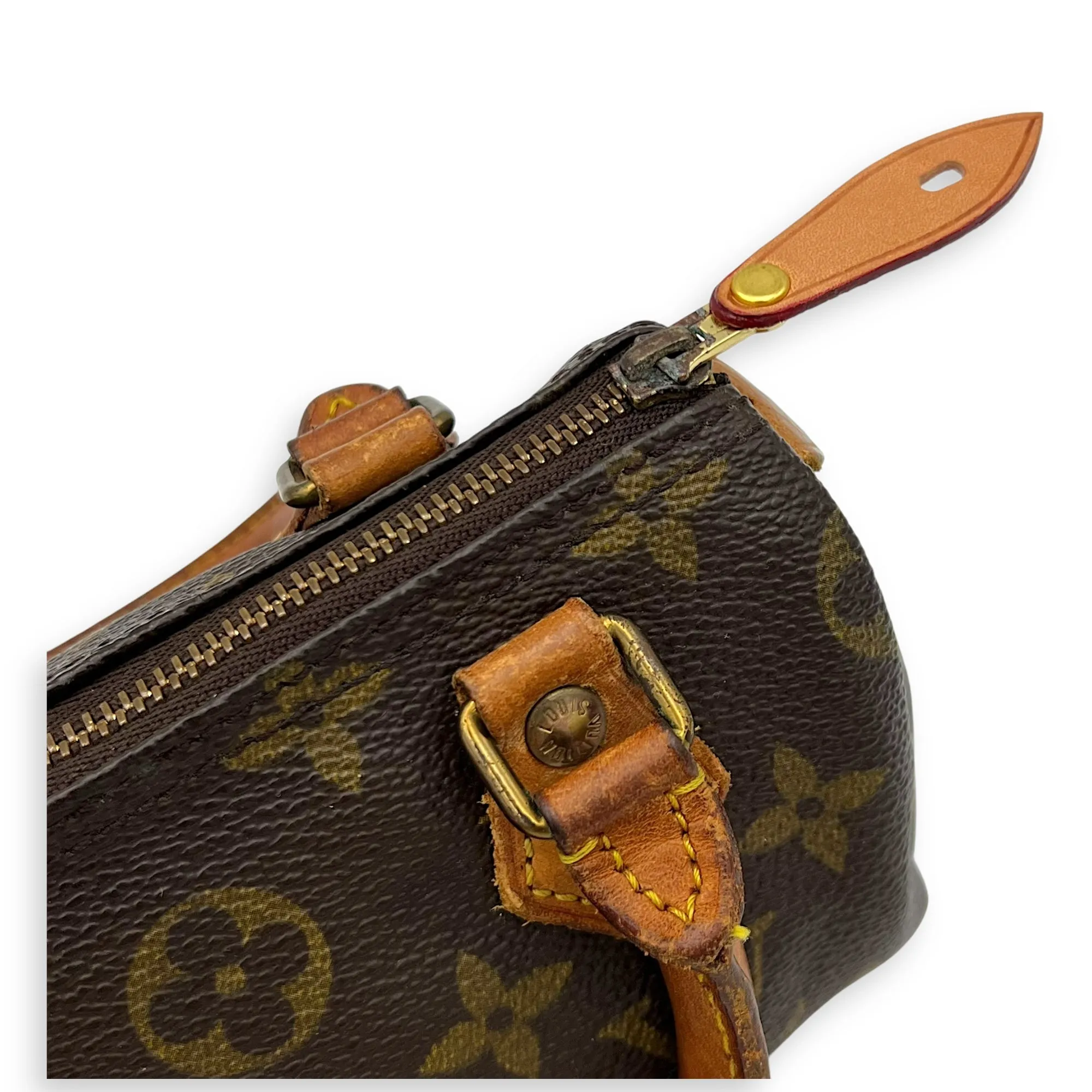 Speedy Crossbody Bag Nano Brown in Monogram Coated Canvas, Gold hardware
