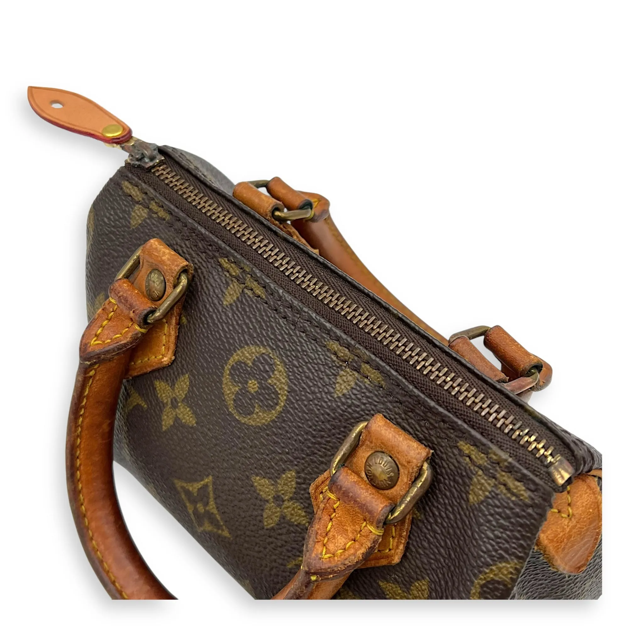 Speedy Crossbody Bag Nano Brown in Monogram Coated Canvas, Gold hardware