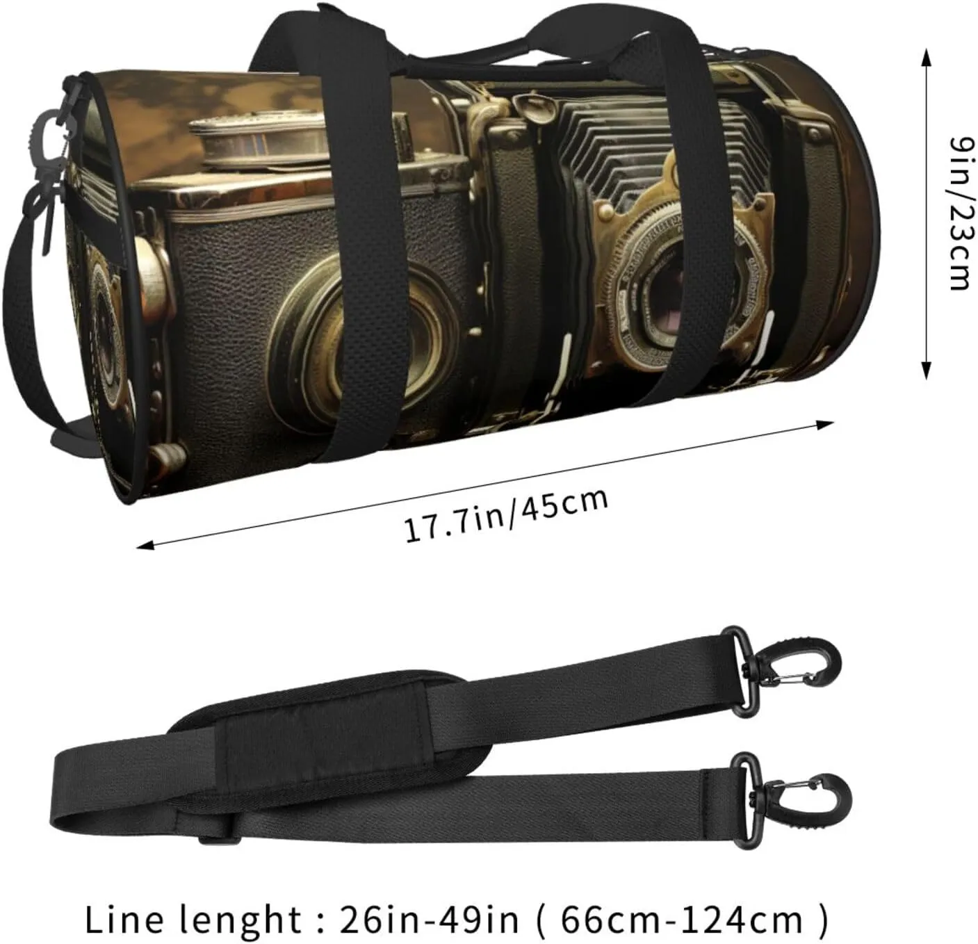 Sports Gym Bag for Women Men Travel Duffel Bag Tote Weekender Bag Carry on Overnight Bag for Travel Swimming Fitness Workout Sports Old Camera Duffle Bag