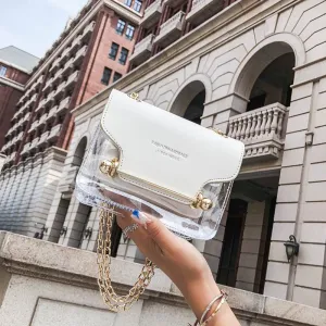 Square New Small Messenger Design Bags Transparent Brand Handbags Female Clear Fashion Smart technology High-performance Bag Shoulder Composite Women PU