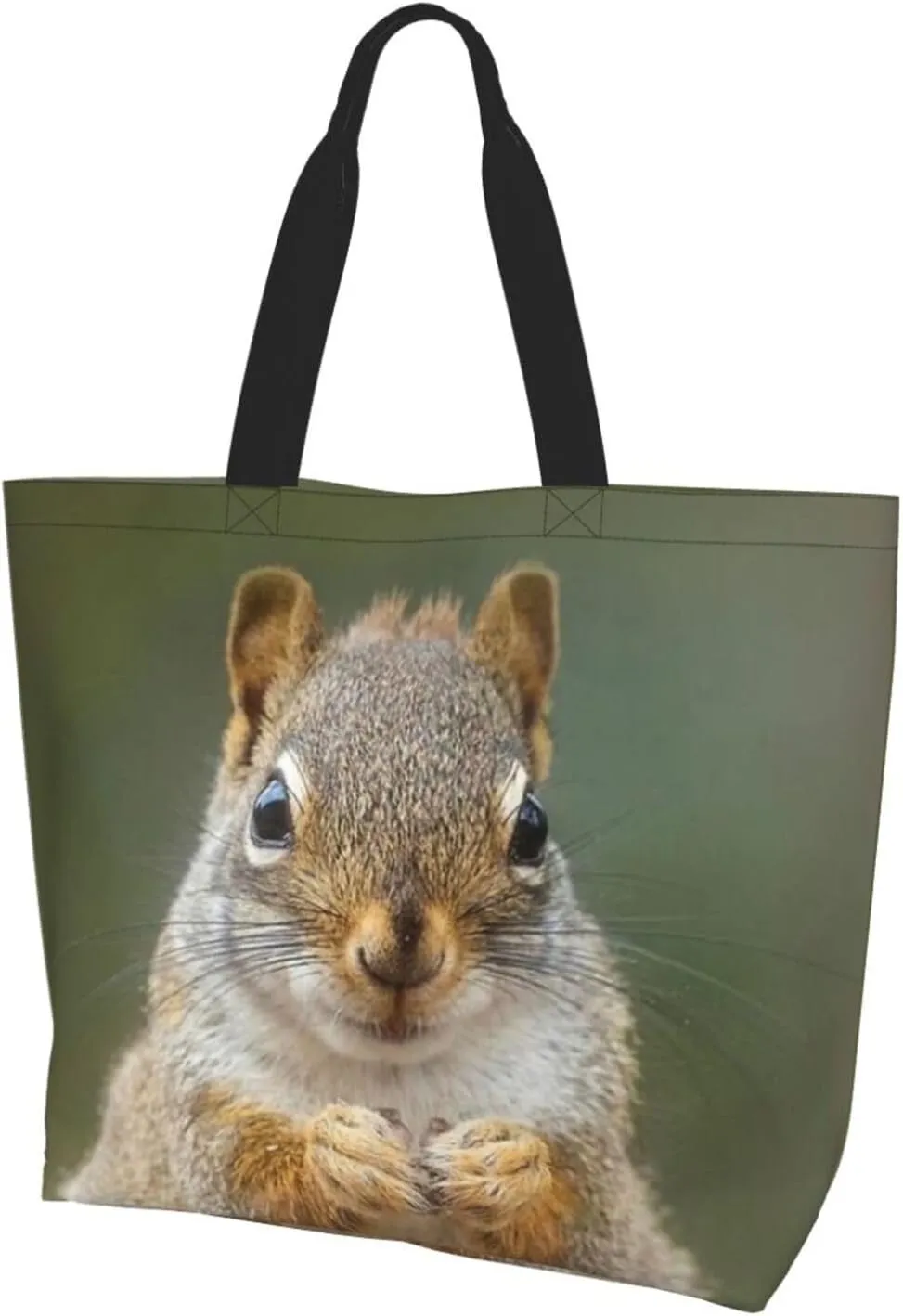 Squirrel Canvas Tote Bag Cute Shoulder Bag Handbag Casual Animal Grocery Bags Cute Animals Bag for Outdoor