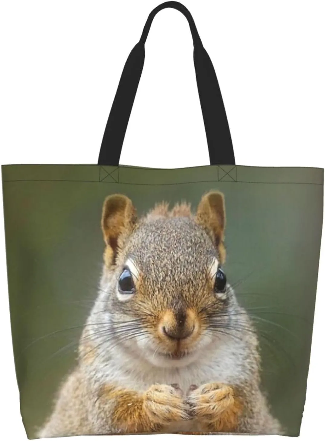 Squirrel Canvas Tote Bag Cute Shoulder Bag Handbag Casual Animal Grocery Bags Cute Animals Bag for Outdoor