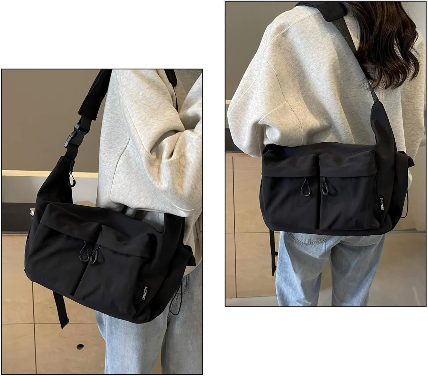 Stylish Canvas Crossbody Crescent Bag for Women, Medium Lightweight Hobo Bag