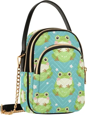 SUABO Crossbody Bag for Women, Fat Frog Phone Purse Detachable Chain Bag Shoulder Handbag Wallet