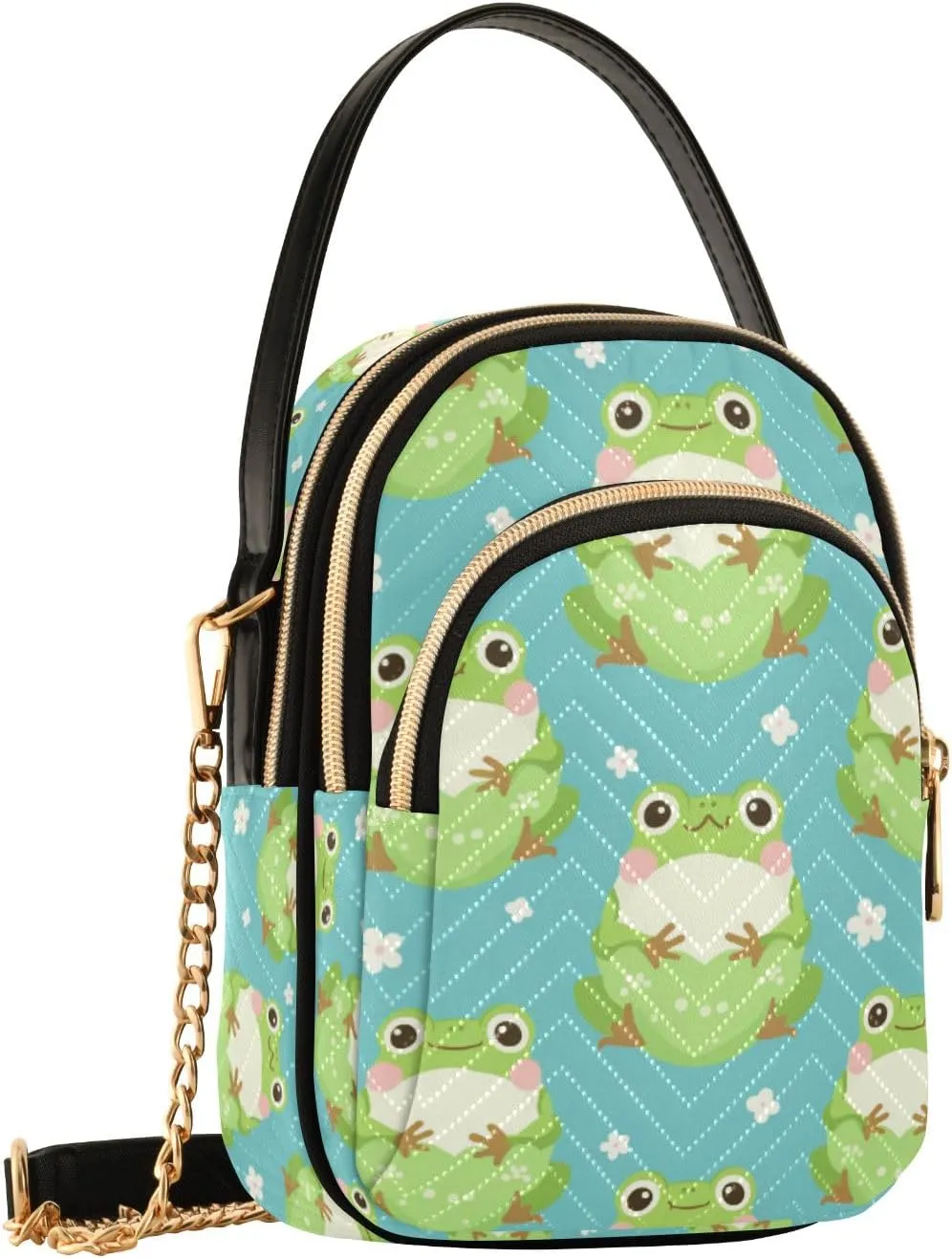 SUABO Crossbody Bag for Women, Fat Frog Phone Purse Detachable Chain Bag Shoulder Handbag Wallet