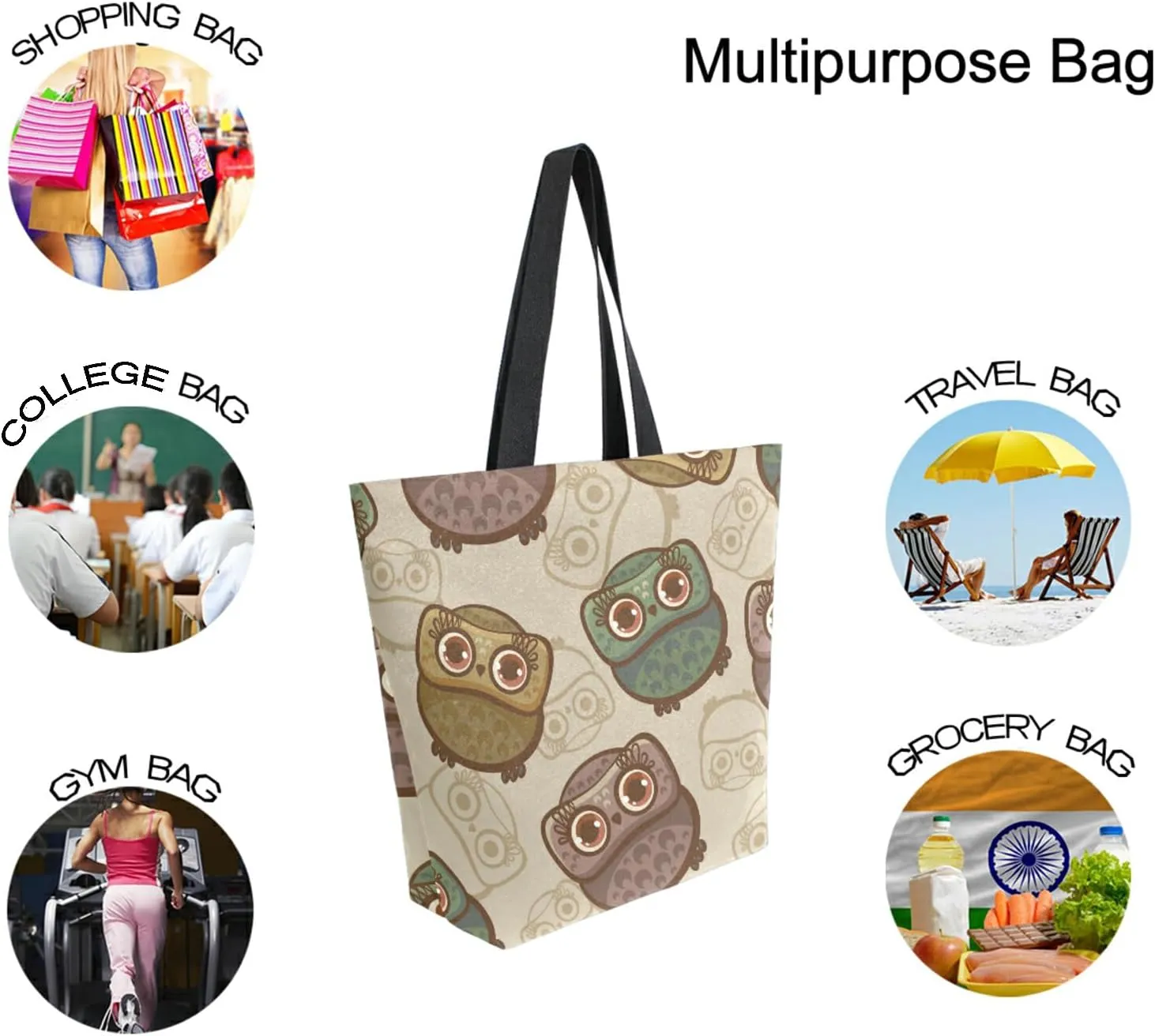 SUABO Tote Bag Reusable Grocery Bags Women Canvas Shopping Bag for Outdoor