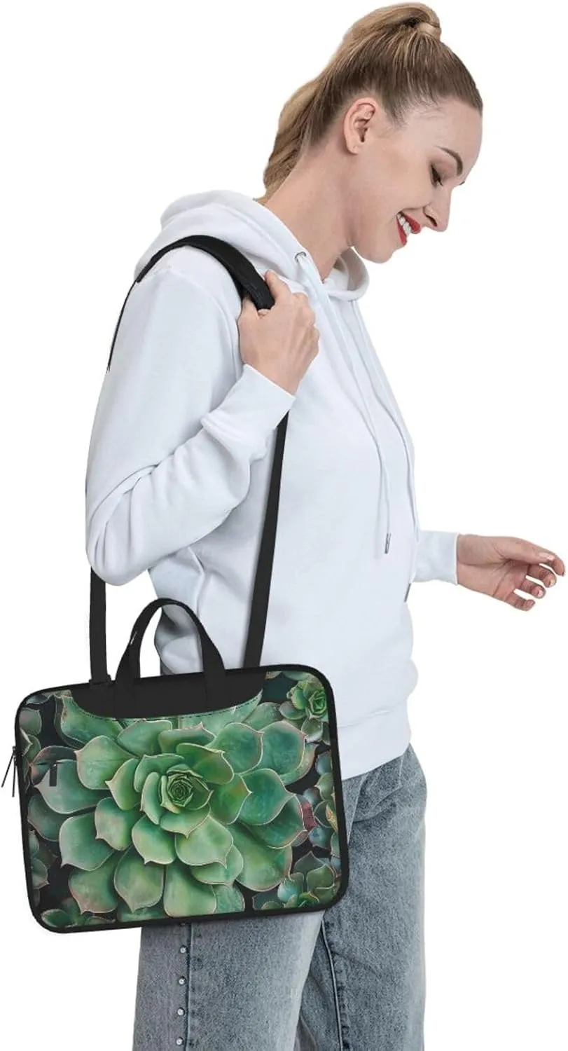 Succulents Laptop Tote Bag Travel Business Computer Bag Work Bag for Men Women Green