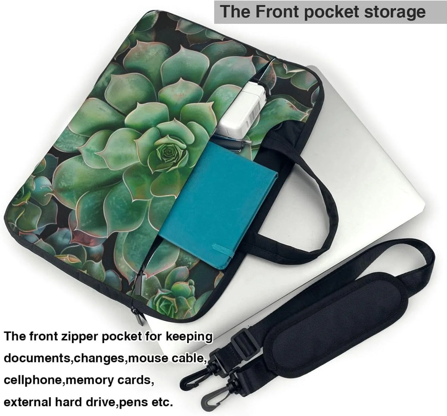 Succulents Laptop Tote Bag Travel Business Computer Bag Work Bag for Men Women Green
