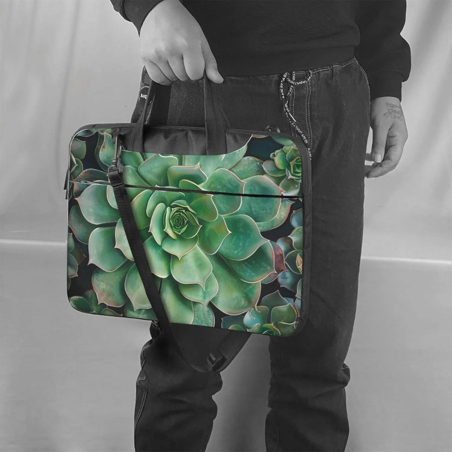 Succulents Laptop Tote Bag Travel Business Computer Bag Work Bag for Men Women Green