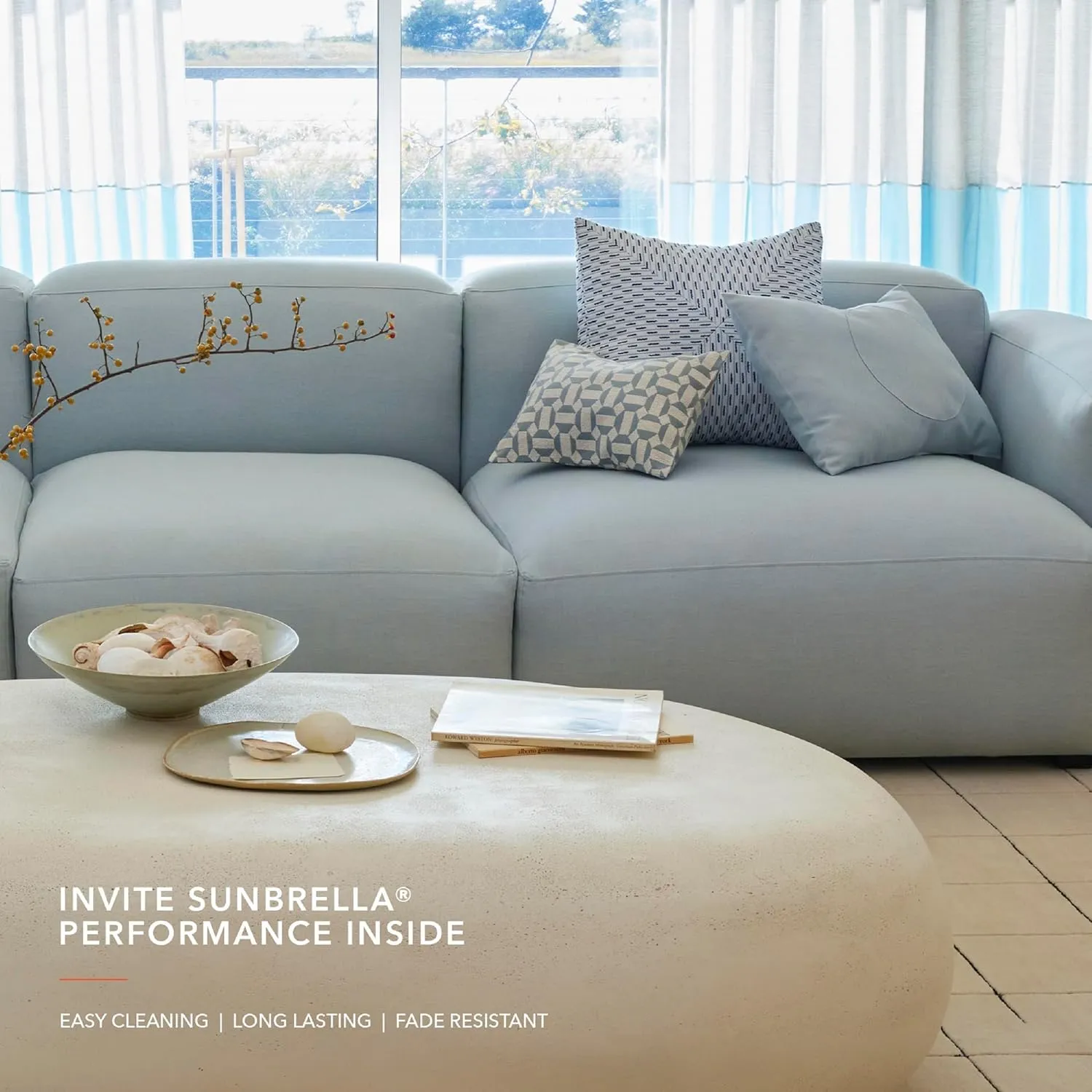 Sunbrella Textured Fabric by The Yard | Official Sunbrella Seller | Indoor or Outdoor Upholstery Fabric for Chairs, Cushions, Drapery, Pillows, Furniture | Posh Linen