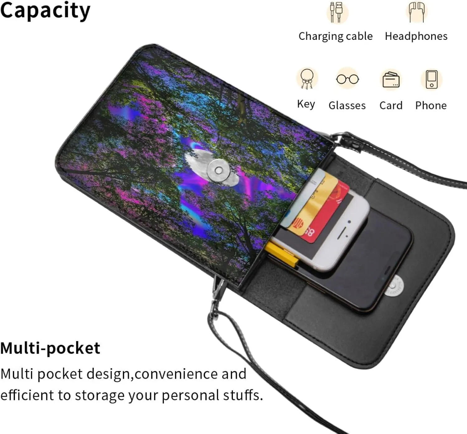 Sunflower Cow American Flag Cell Phone Purse Small Crossbody Bags For Women Men Wallet Purses With Adjustable Strap