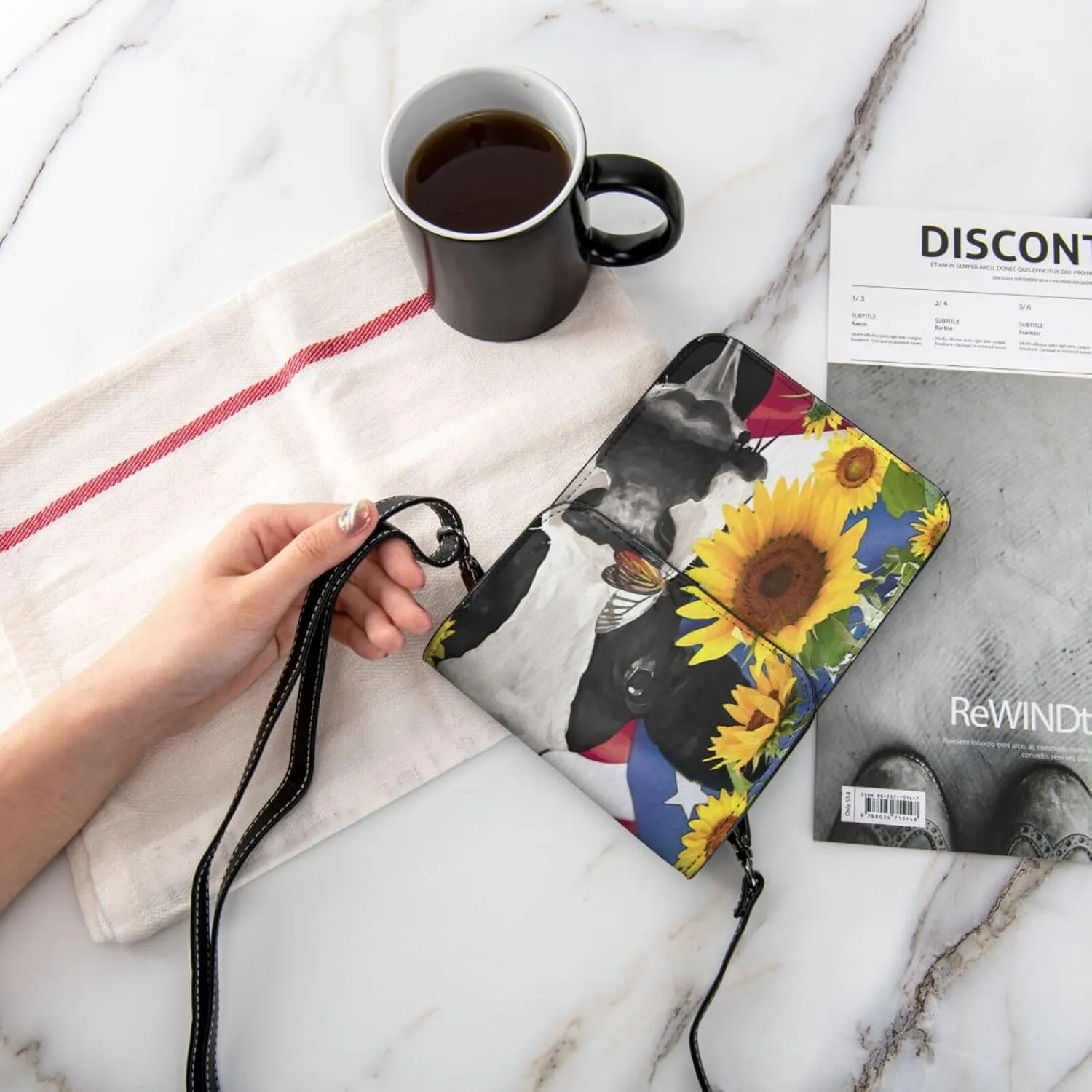 Sunflower Cow American Flag Cell Phone Purse Small Crossbody Bags For Women Men Wallet Purses With Adjustable Strap