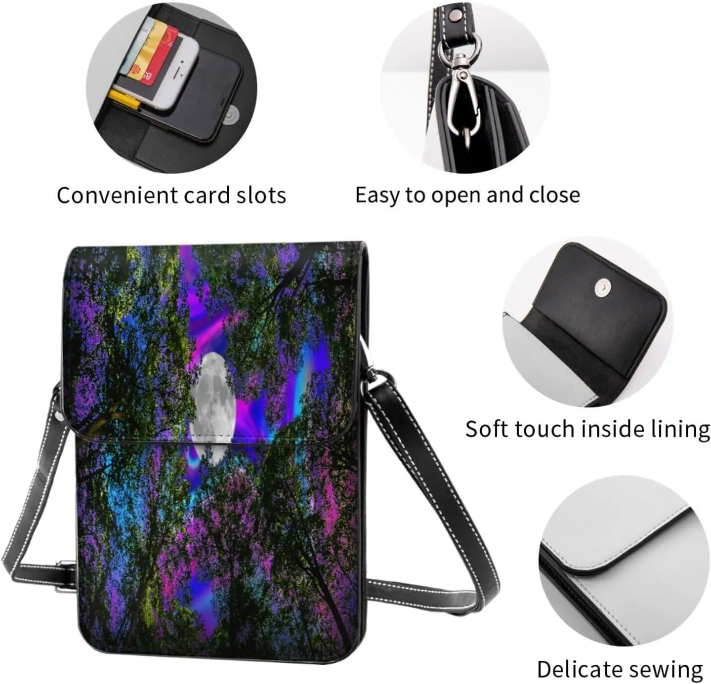 Sunflower Cow American Flag Cell Phone Purse Small Crossbody Bags For Women Men Wallet Purses With Adjustable Strap
