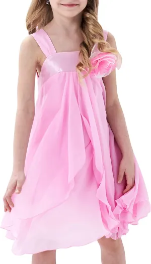 Sunny Fashion Girls Dress Sleeveless Halter Flower Multi Layer Chiffon