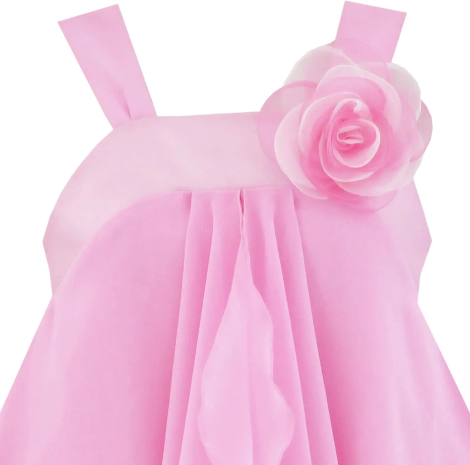 Sunny Fashion Girls Dress Sleeveless Halter Flower Multi Layer Chiffon
