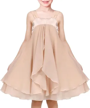 Sunny Fashion Girls Dress Sleeveless Halter Flower Multi Layer Chiffon