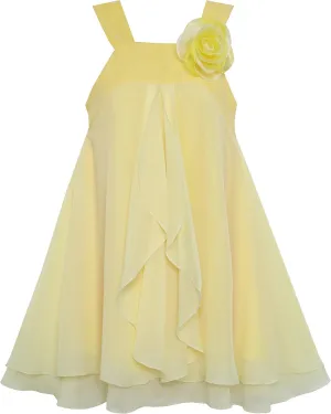 Sunny Fashion Girls Dress Sleeveless Halter Flower Multi Layer Chiffon