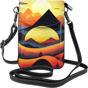 Sunrise Mountain Women'S Crossbody Bag, Zipper Phone Wallet, Cute Purse, Shoulder Bag, Detachable Shoulder Strap, Black