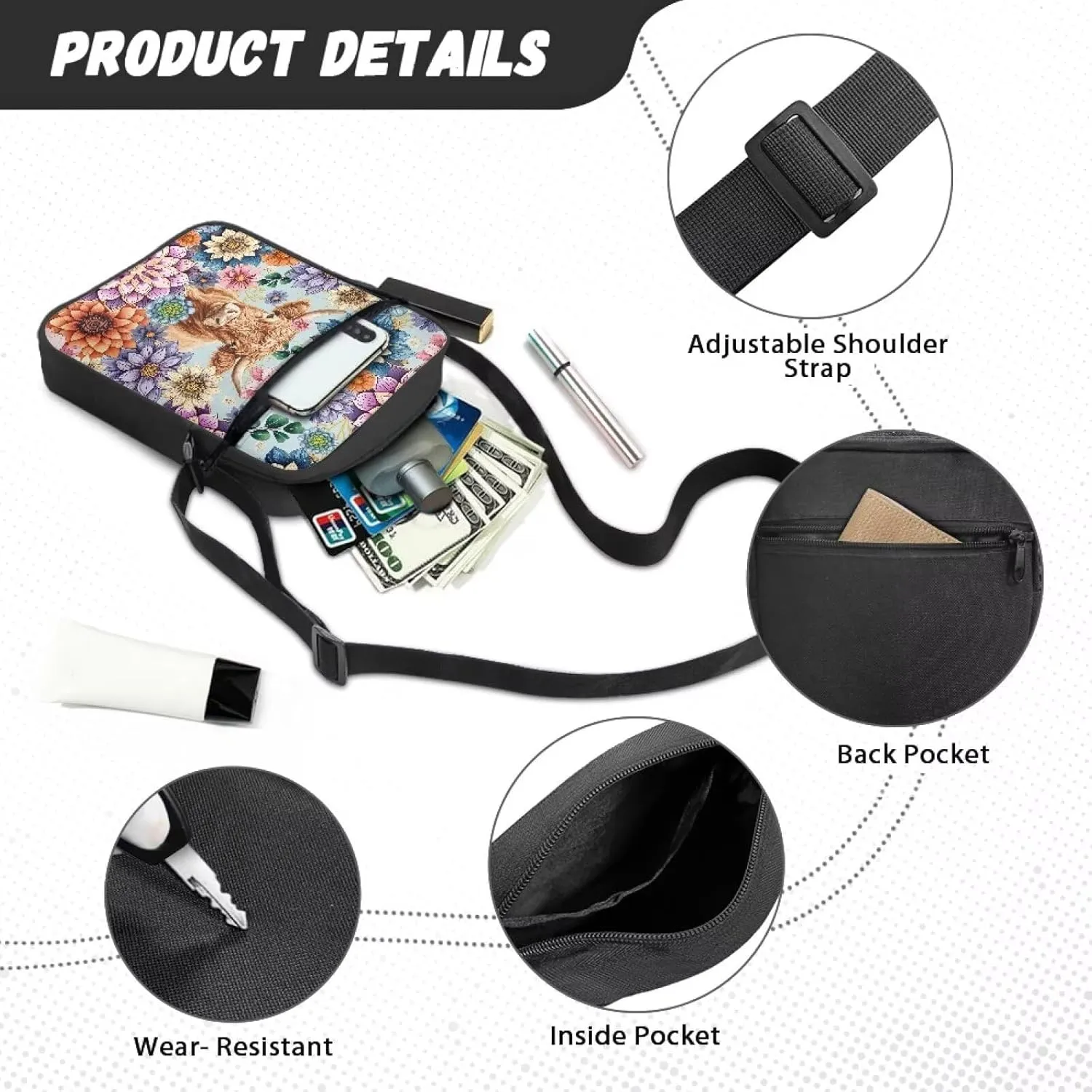 Suobstales Messenger Bag for Men Women Canvas Purse Crossbody Shoulder Bag Casual Sling Pack for Work Business Sport Travel