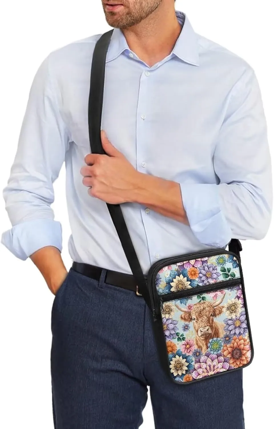 Suobstales Messenger Bag for Men Women Canvas Purse Crossbody Shoulder Bag Casual Sling Pack for Work Business Sport Travel