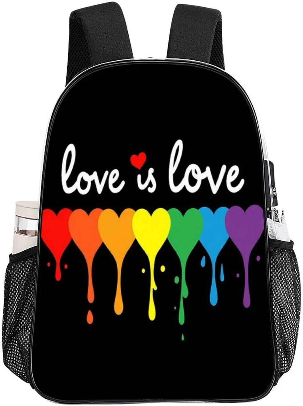 Supdreamc Lightweight Backpack for Gym Travel Bicycle - Big Capacity Multipurpose Transparent Carry On Bag, Lgbt Pride Rainbow Heart Love Is Love Travel Hiking Bag & Day Pack