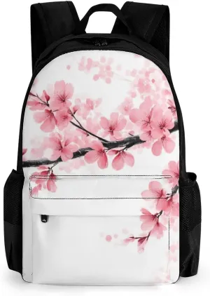 Supdreamc Men Women Lightweight Branch Of A Flourishing Tree Cherry Flowers Blossoms Spring Theme Art Backpack Large Capacity Carry On Bag With Padded Straps for Sports Work Walking Cycling