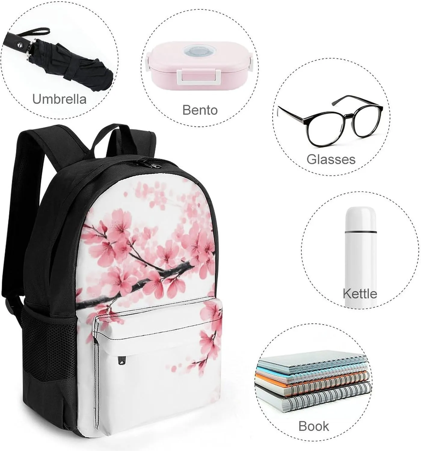 Supdreamc Men Women Lightweight Branch Of A Flourishing Tree Cherry Flowers Blossoms Spring Theme Art Backpack Large Capacity Carry On Bag With Padded Straps for Sports Work Walking Cycling
